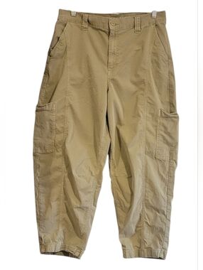 American Eagle Barrel Leg Cargo Khaki Green Pants Wmn 12 Utility Gorpcore